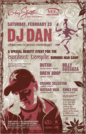 Opulent Temple presents DJ Dan – a special benefit at Ruby Skye 2008