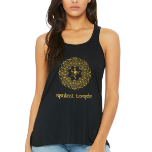 Opulent Temple Ladies Gold Foil Flowy Racerback Tank - Front