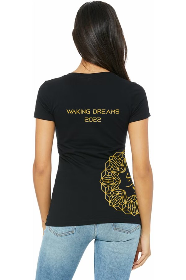 Opulent Temple Asymmetrical Gold Foil Ladies T-Shirt - Back